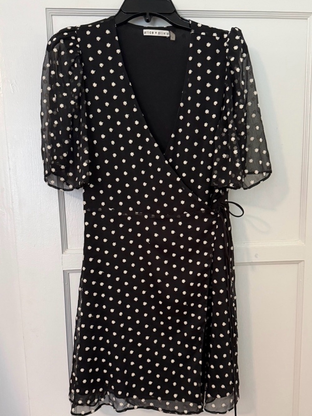 alice + olivia Black Polka Dot Wrap Dress NWOT